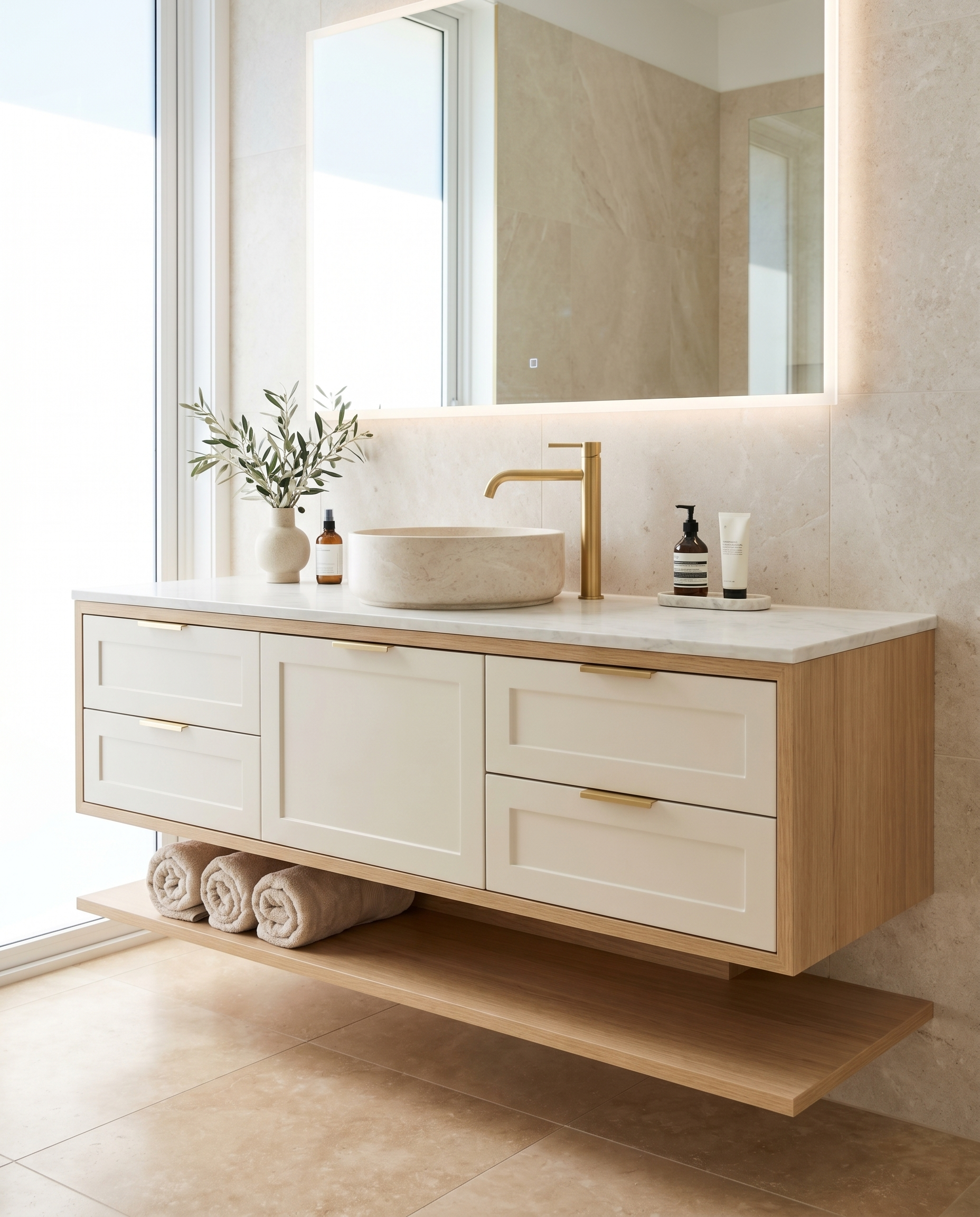 Baño de diseño con vanidad flotante